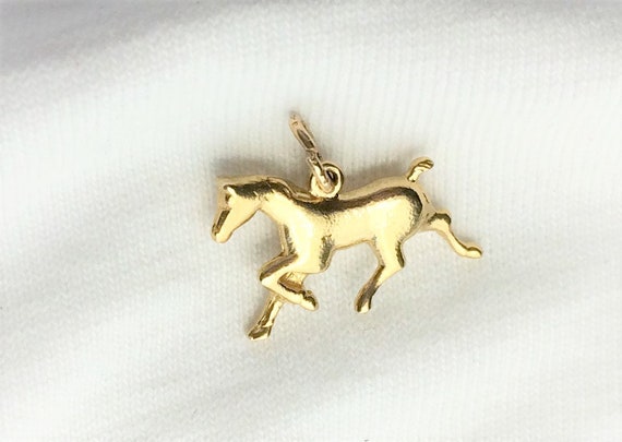 Vintage 14k Yellow Gold Horse Charm or Pendant He… - image 8