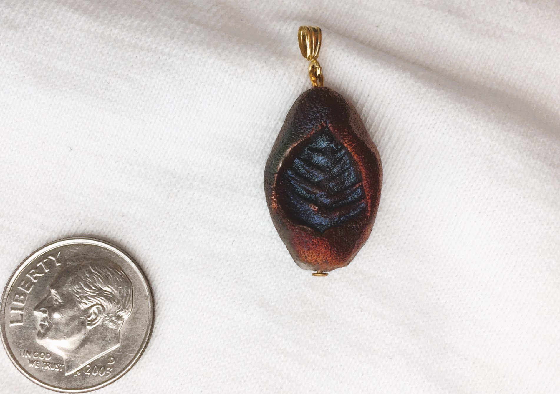 人気定番の Pendant Bead Raku Gold Yellow 14k Leaf Southwest 2.0g Nature ネックレス・ペンダント