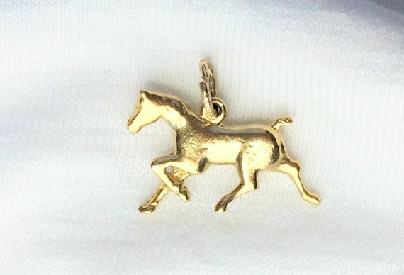 Vintage 14k Yellow Gold Horse Charm or Pendant He… - image 2