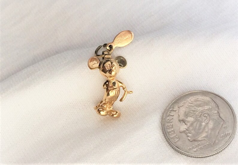 Estate 14k HEAVY Yellow Gold Mickey Mouse Charm or Pendant 2.9g 3-D for Bracelet or Necklace Marked 14 k 14kt with Disney Tag Looks New Gift
