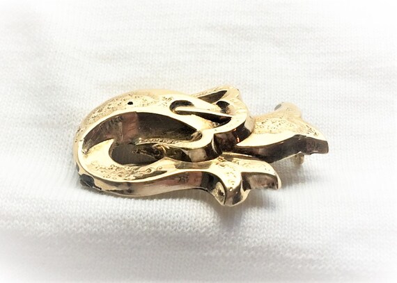 Vintage 14k Yellow Gold Repousse Brooch Pin Belt … - image 8