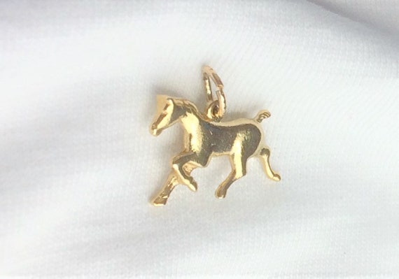 Vintage 14k Yellow Gold Horse Charm or Pendant He… - image 1