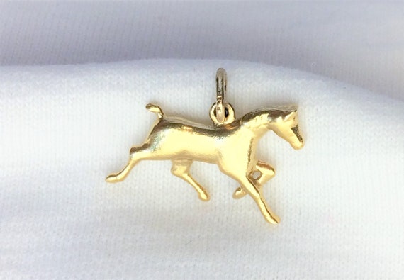 Vintage 14k Yellow Gold Horse Charm or Pendant He… - image 9