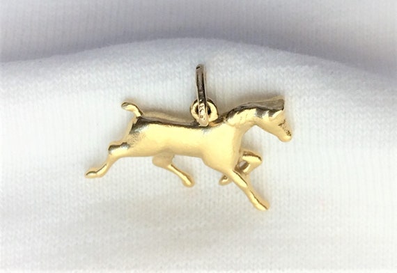 Vintage 14k Yellow Gold Horse Charm or Pendant He… - image 5