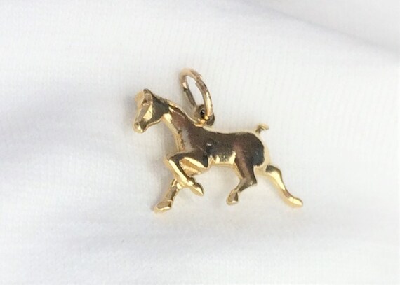 Vintage 14k Yellow Gold Horse Charm or Pendant He… - image 6