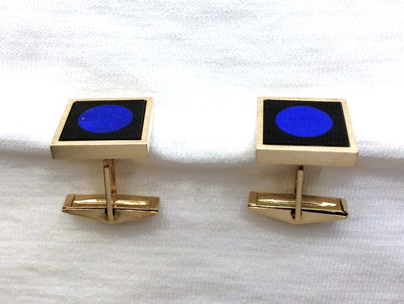 Estate 14K HEAVY 13.4g Gold Cufflinks Black Onyx … - image 4