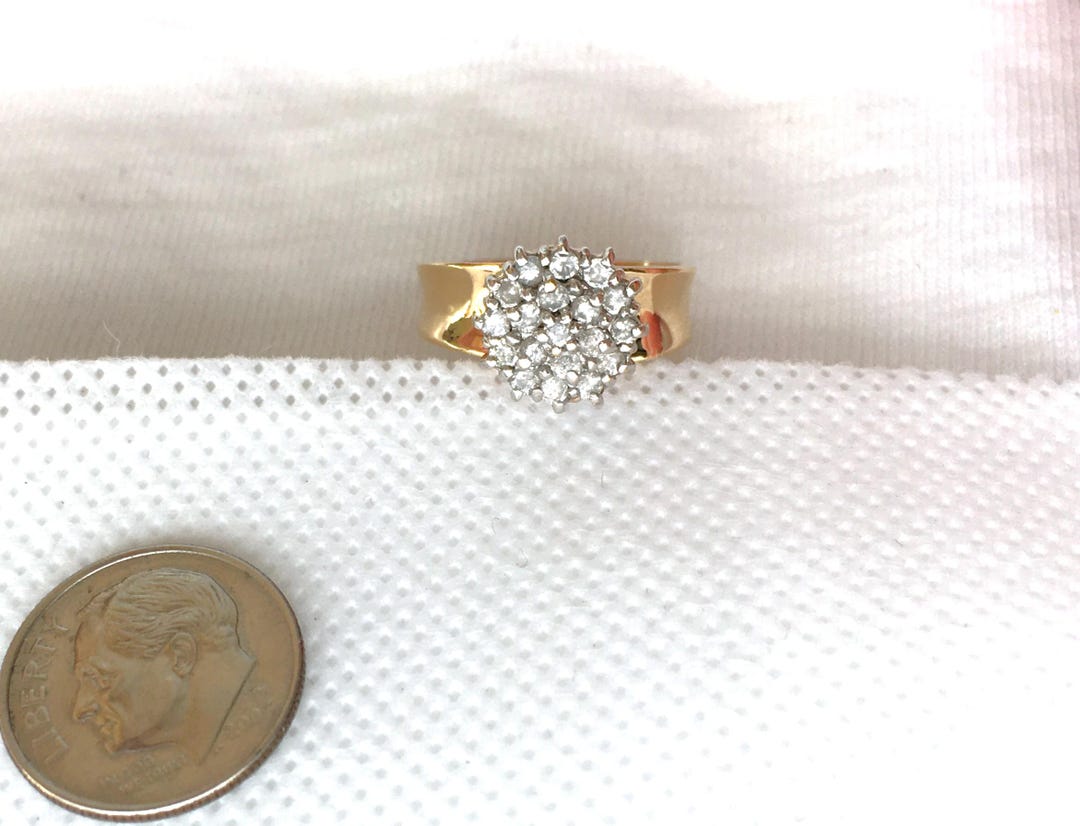 Estate 14K Yellow Gold Genuine Diamond Ring 3.9g Sz 6 Multi Diamonds 1/ ...