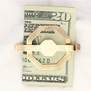 Estate 14K HEAVY 19.8g Yellow Gold Money Clip Genuine Solid 14kt Vintage Mid Century Marked 14 k Engravable Engrave Looks Great for Man Gift