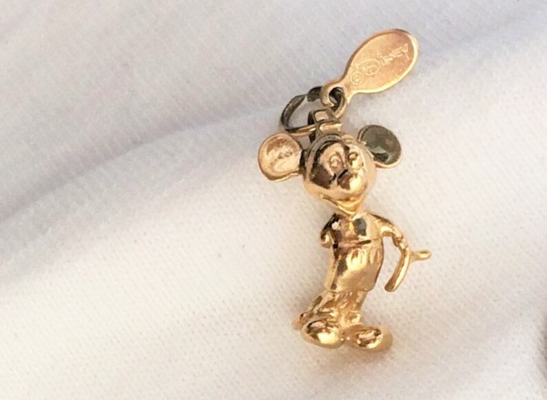 Estate 14k HEAVY Yellow Gold Mickey Mouse Charm or Pendant 2.9g 3-D for Bracelet or Necklace Marked 14 k 14kt with Disney Tag Looks New Gift
