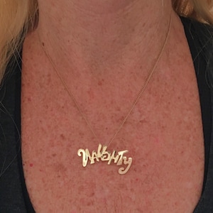 Estate 14k Gold Custom Handmade &quot;Naughty&quot; Pendant 4.1g Marked 14 k 14kt for Necklace Chain 1-5/8&quot; wide Great Gift Girlfriend Wife Daughter