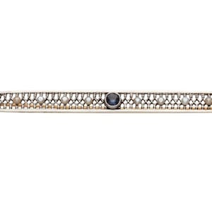Estate 14K HEAVY 5.5g Gold Platinum Top Blue Sapphire Pearl Vintage Bar Brooch Pin 2-3/4&quot; long Victorian Marked 14 k 14kt Antique Art Deco