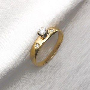 Nachlass 14K Gelbgold Echter Diamant Ring .2 ct Karat Schwer 2,7g Rundschliff Größe 8 Band Verlobung Hochzeit Solitär Markierte 14 K 14kt Geschenk
