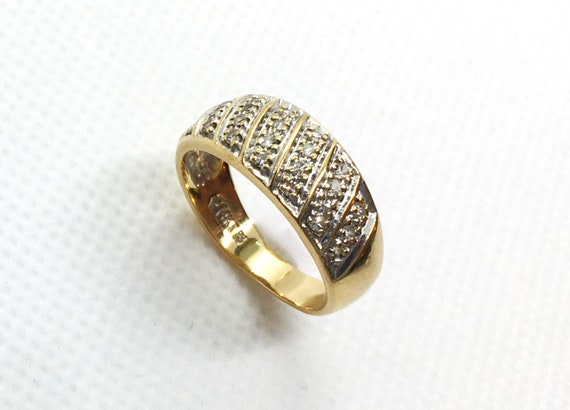 Estate 14K Yellow Gold Genuine Diamond Ring sz 7-1/4 Engagement Wedding or Everyday Band Heavy 4g Marked 14kt 14 K Marriage Anniversary Gift