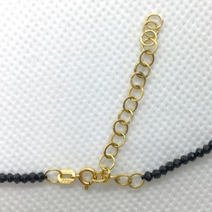 Estate 14K Yellow Gold Cross Pendant Necklace Genuine Faceted Black Spinel Gems 4.9g Adjustable Length 17.5 to 19.5 Marked 14 k 14kt Gift image 7