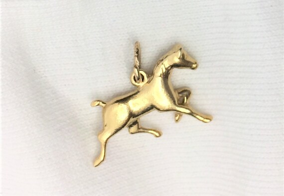 Vintage 14k Yellow Gold Horse Charm or Pendant He… - image 3