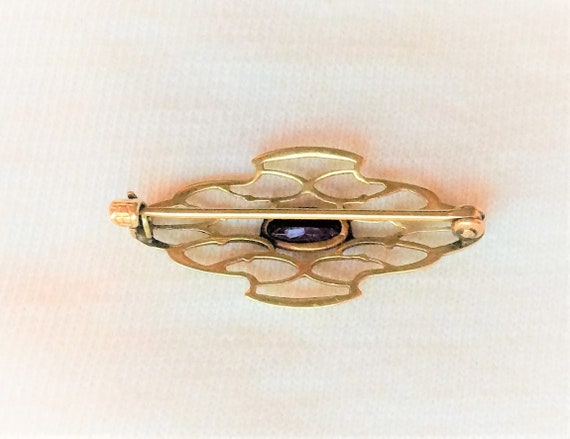 Estate 10K Yellow Gold Genuine Amethyst Vintage B… - image 4