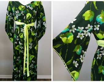 Vintage jaren '70 Palazzo BOHO Jumpsuit ANGEL Slv Floral Bold Mod Hippie Wide Leg Jumper