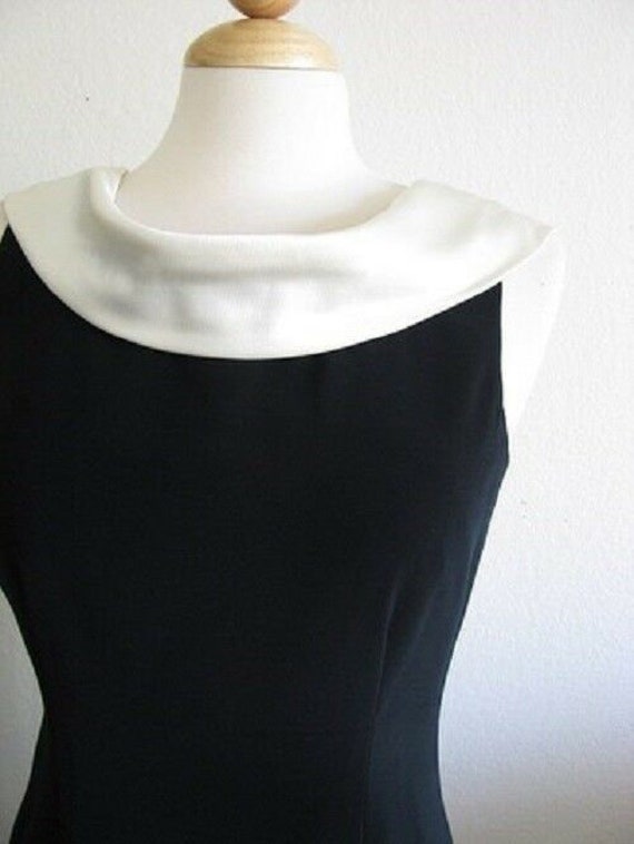 Vintage 80s B/W Satin Draped  TUXEDO Scoop COCKTA… - image 4