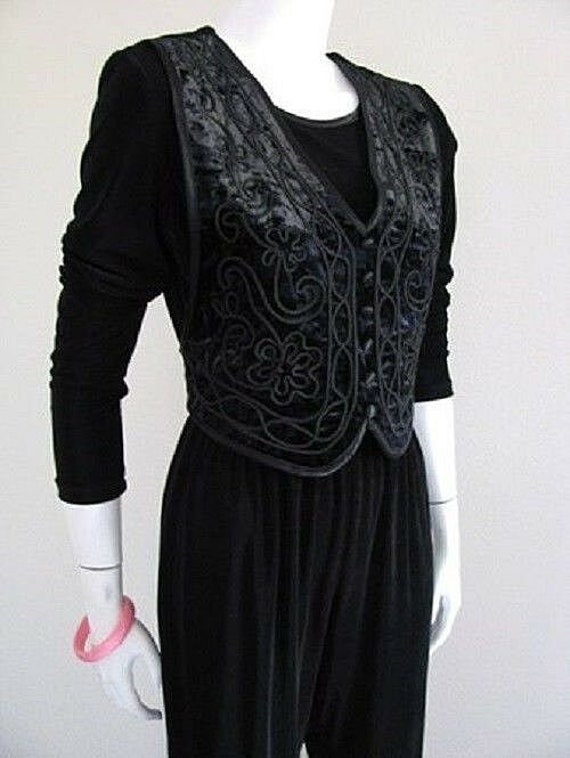 70s Boho Catsuit TUXEDO Hippie Cocktail Playsuit VELV… - Gem