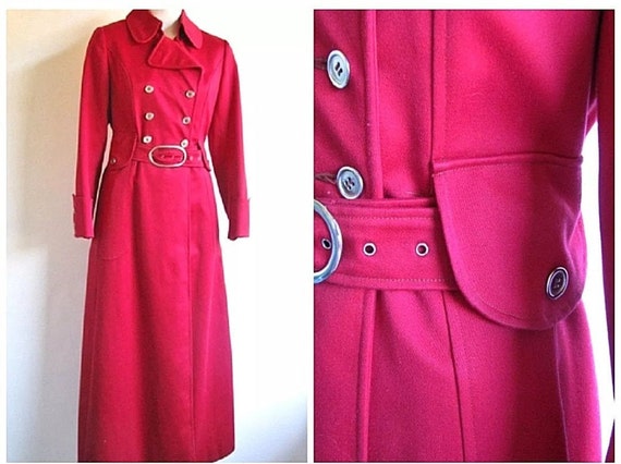 Vintage Womens 60's Red Military Double Breasted S