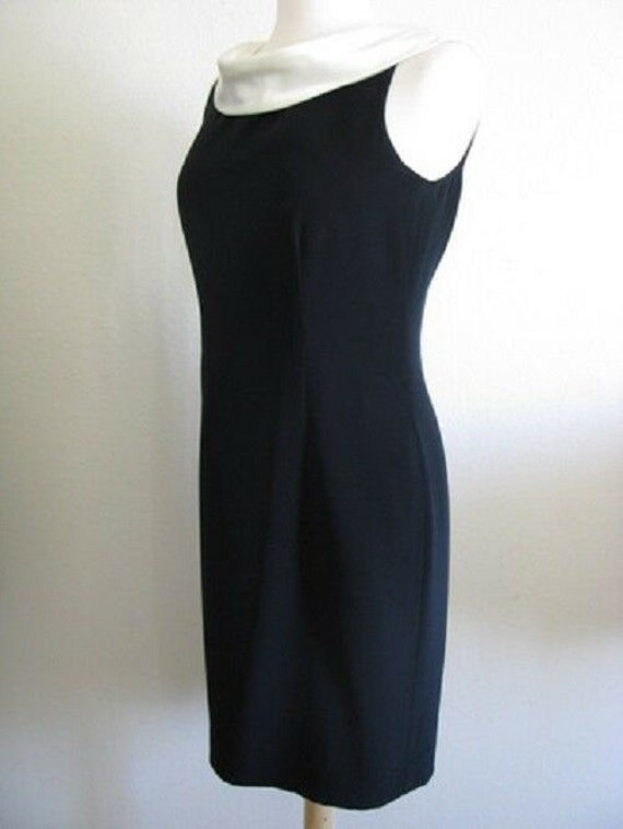 Vintage 80s B/W Satin Draped  TUXEDO Scoop COCKTA… - image 6