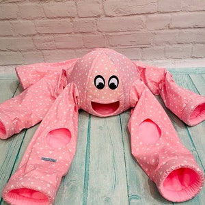 Toy octopus tunnel for ferrets. Guinea pig. Rat. Fabric rustling octopus for fun games for your pets.