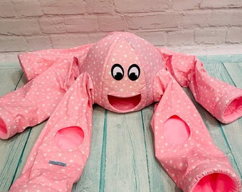 Toy octopus tunnel for ferrets. Guinea pig. Rat. Fabric rustling octopus for fun games for your pets.