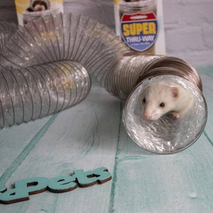 Best ferret toy, super thru-way transparent tunnel for ferret play. Extra long transparent funnel for ferrets, rats, guinea pigs