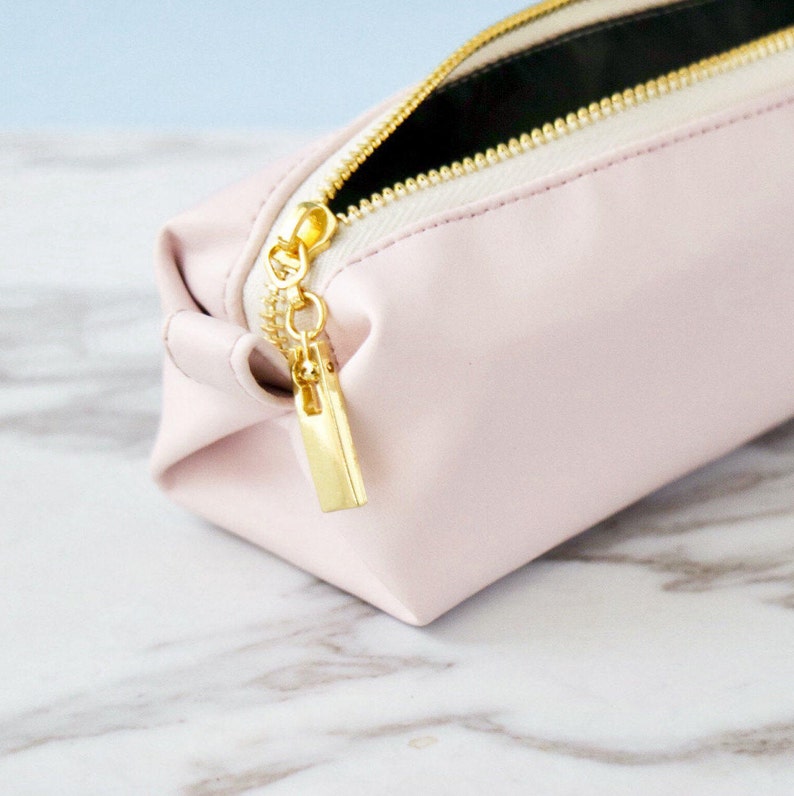 Pink pencil pouch / leather pen case/ Monogramming / pencil Etsy