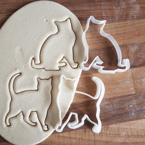 Cat Cookie Cutters 2Pack / Fondant Cutter / Dough Cutter / Cookie Stamp