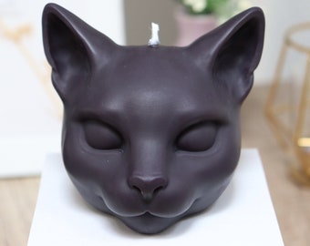 Gorgeous non scented black Sphynx cat candle witchy pagan pentagon