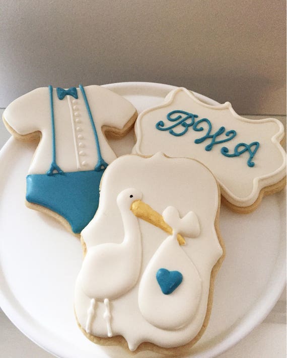 Stork Baby Shower Themed Cookies Baby Shower Treat Favors Etsy