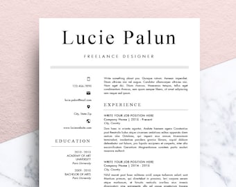 Resume Template (A4, Cover Letter & References) for Microsoft Word | Modern, Simple and Design CV | Instant Download | Model 10 : Lucie