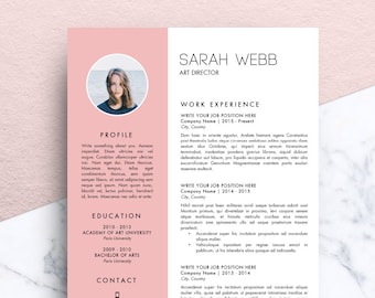 Resume Template with Photo (3 Pages / CV, Cover Letter & References) for MS Word | Simple, Creative and Design CV | Model 07 : Sarah