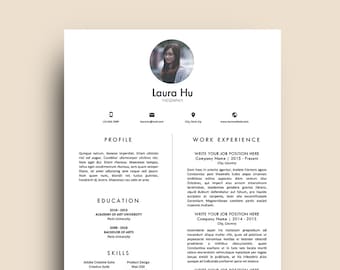 Resume Template with Photo (3 Pages / CV, Cover Letter & References) for MS Word | Professional, Creative and Design CV | Model 03 : Laura