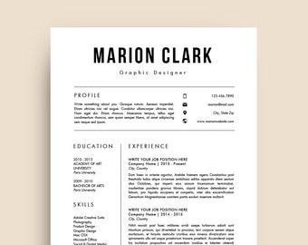 Resume Template (CV, Cover Letter & References) for Microsoft Word | Modern, Simple and Design | Nurse, Teacher, Elegant | Model 11 : Marion