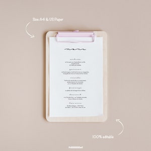 Printable Wedding Menu Template, Design Menu Cards, Restaurant ...