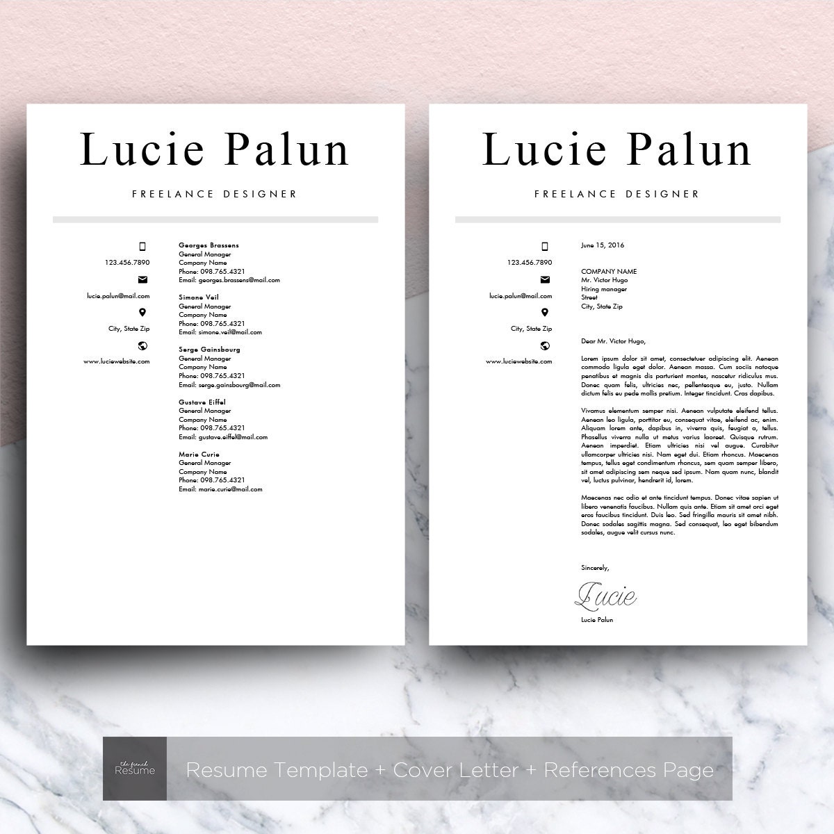 Resume Template (A4, Cover Letter & References) for Microsoft Word ...
