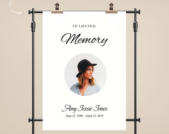 Funeral Welcome Poster Sign - In Loving Memory Memorial Board - Editable & Printable - Instant Download