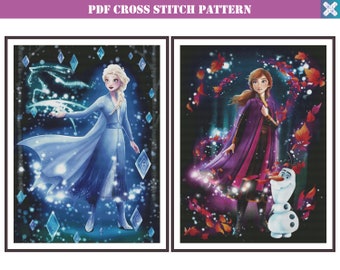 GET 1 FREE Disney cross stitch pattern BUY 2 #P009 Frozen cross stitch pattern Instant Download Elsa cross stitch pattern
