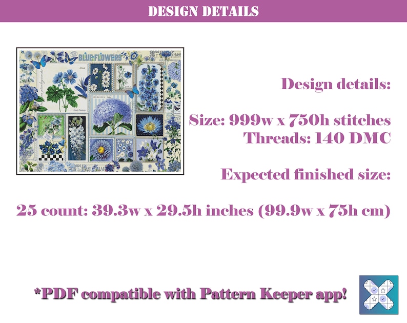Floral Counted Cross Stitch Pattern Extra Large Cross Stitch - Etsy