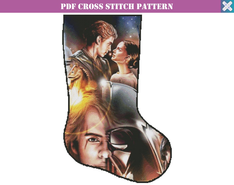 Star Wars Cross Stitch Pattern Christmas Stocking Cross Etsy