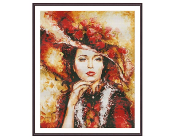 Elegant Woman Counted Cross Stitch Pattern Cross Stitch Etsy