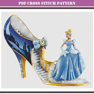 High heel cross stitch pattern PDF compatible with Pattern Keeper for DMC threads, Floral cross stitch design digital instant download