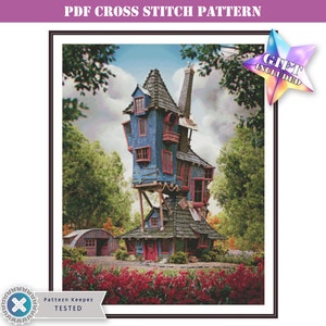 Cross Stitch Pattern The Burrow | Fantasy Cross Stitch Pattern | Cross Stitch House | Cross Stitch PDF | Instant Download