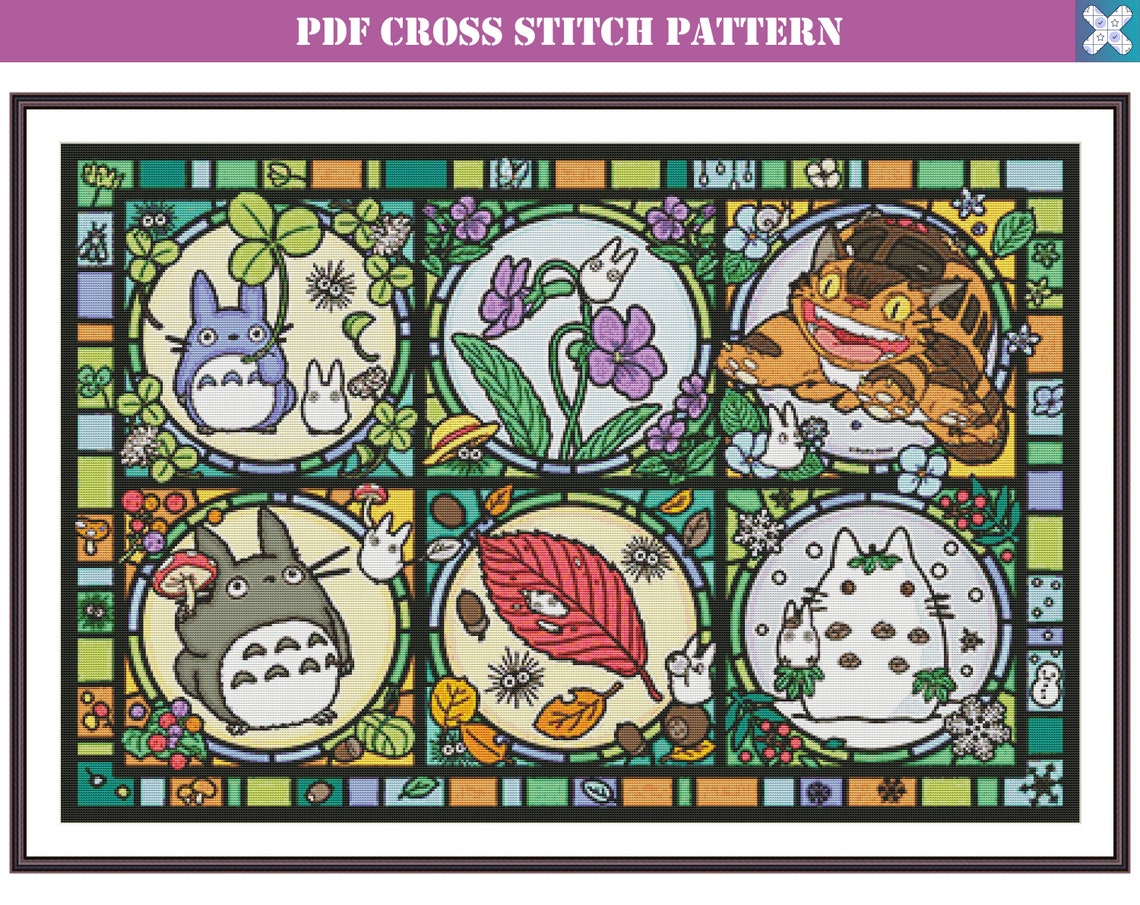 Totoro Cross Stitch Pattern Ghibli Studio Cross Stitch Chart Etsy