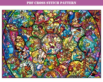 Largest full coverage counted cross stitch pattern PDF. Modern fun cross stitch design. High difficulty project for experienced stitchers.