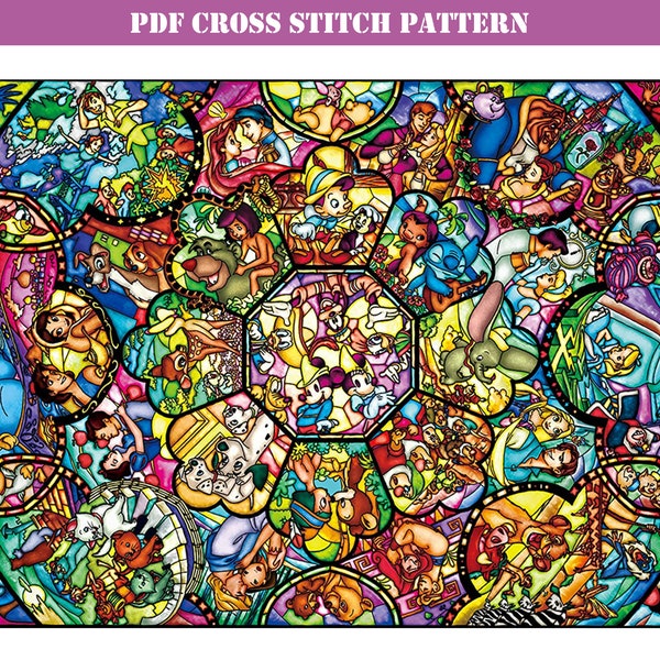 Largest full coverage counted cross stitch pattern PDF. Modern fun cross stitch design. High difficulty project for experienced stitchers.