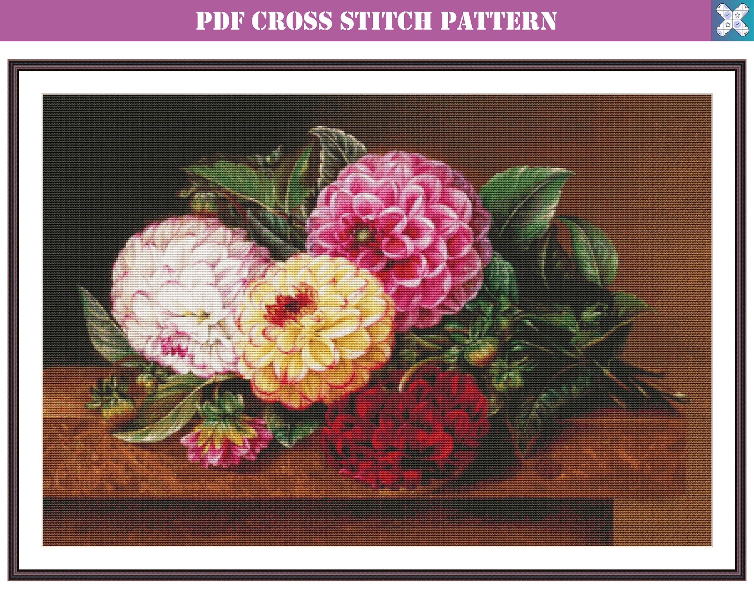 SUPERSIZED Fun Full Coverage Cross Stitch Pattern Digital Download PDF  Compatible With Pattern Keeper App. High Difficulty Modern Design. 