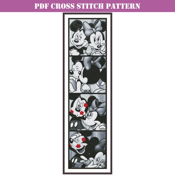 Modèle PDF numérique complet de point de croix Pretty love compatible avec l'application Pattern Keeper. Cadeau design moderne pour les amateurs de couture